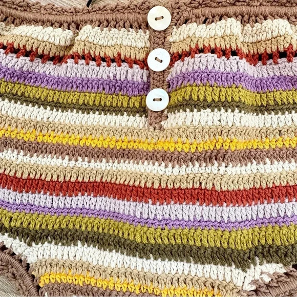 NWT Free People She Made Me Rahi Crochet High Waisted Bikini Swim Bottom Brown M - Picture 10 of 11
